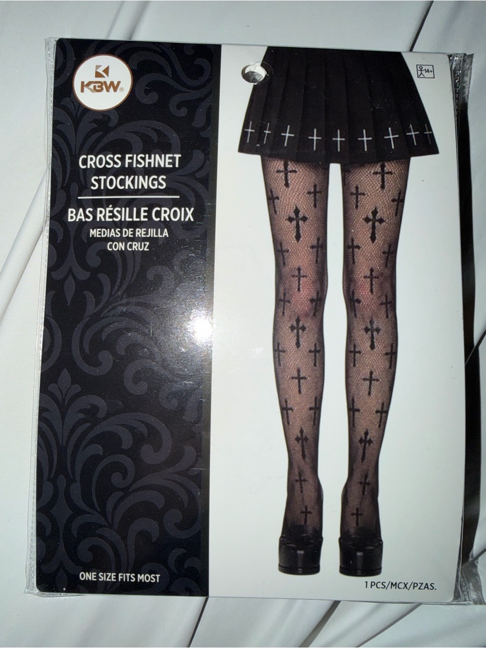 Black Cross Fishnet Tights for Women